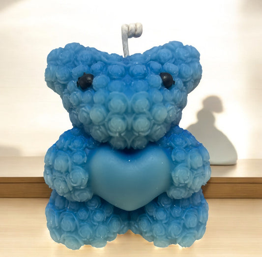 Blue Rose Teddy Candle Medium– 4"x3"