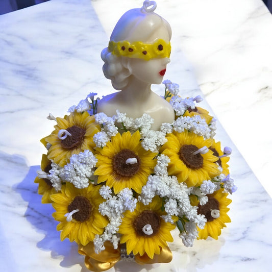 Sunflower Elegance Candle Bust Arrangement