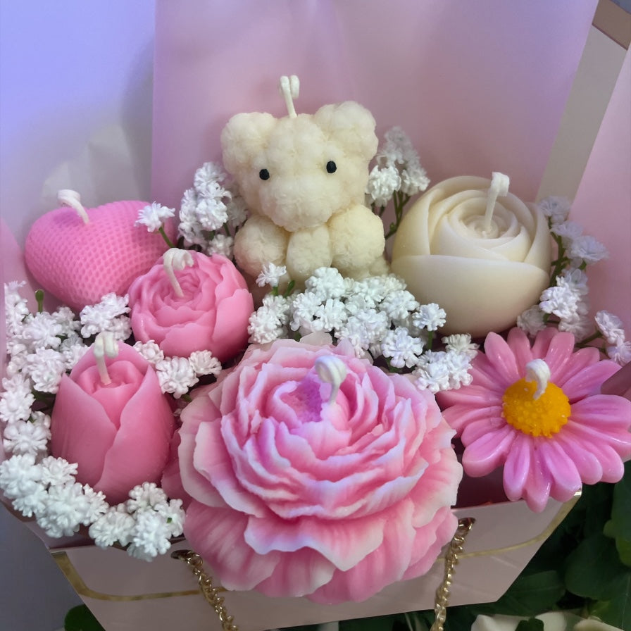 Pink Blush Romance Candle Bouquet Box