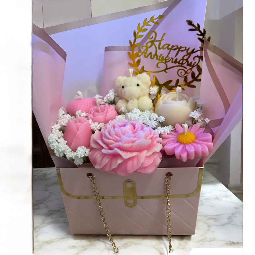 Pink Blush Romance Candle Bouquet Box