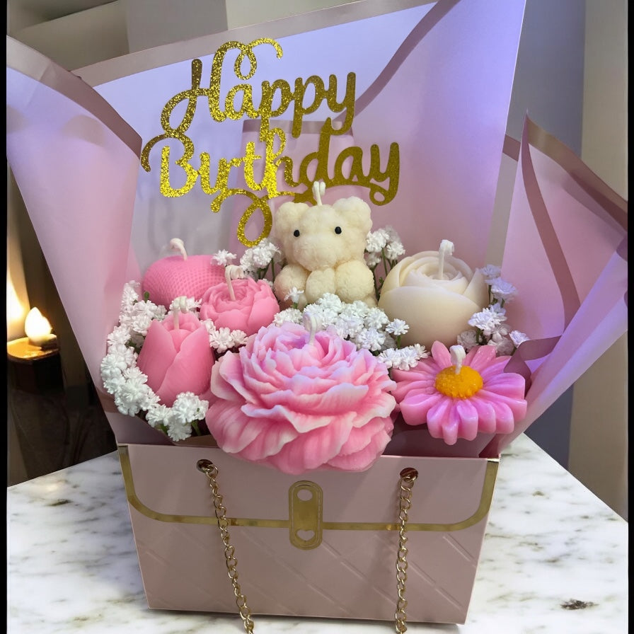 Pink Blush Romance Candle Bouquet Box
