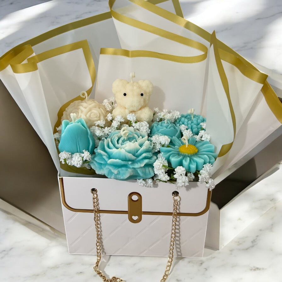 Blue Bliss – Anniversary Floral Candle Gift Box