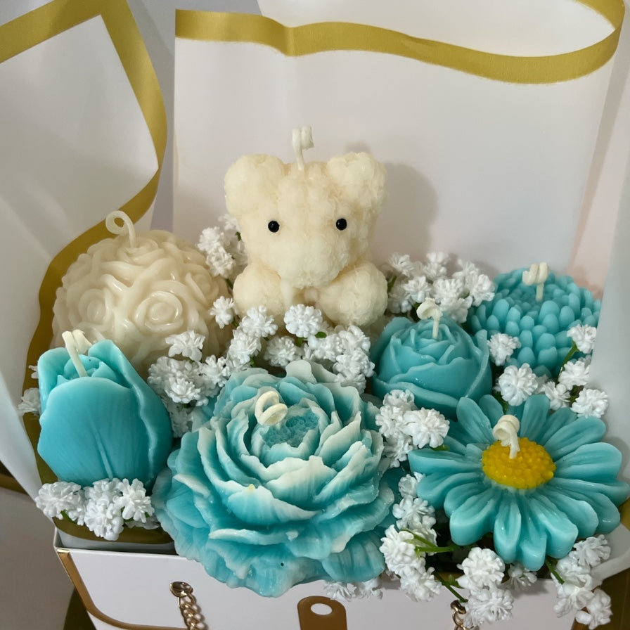 Blue Bliss – Anniversary Floral Candle Gift Box