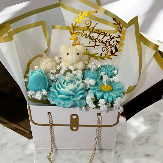 Blue Bliss – Anniversary Floral Candle Gift Box