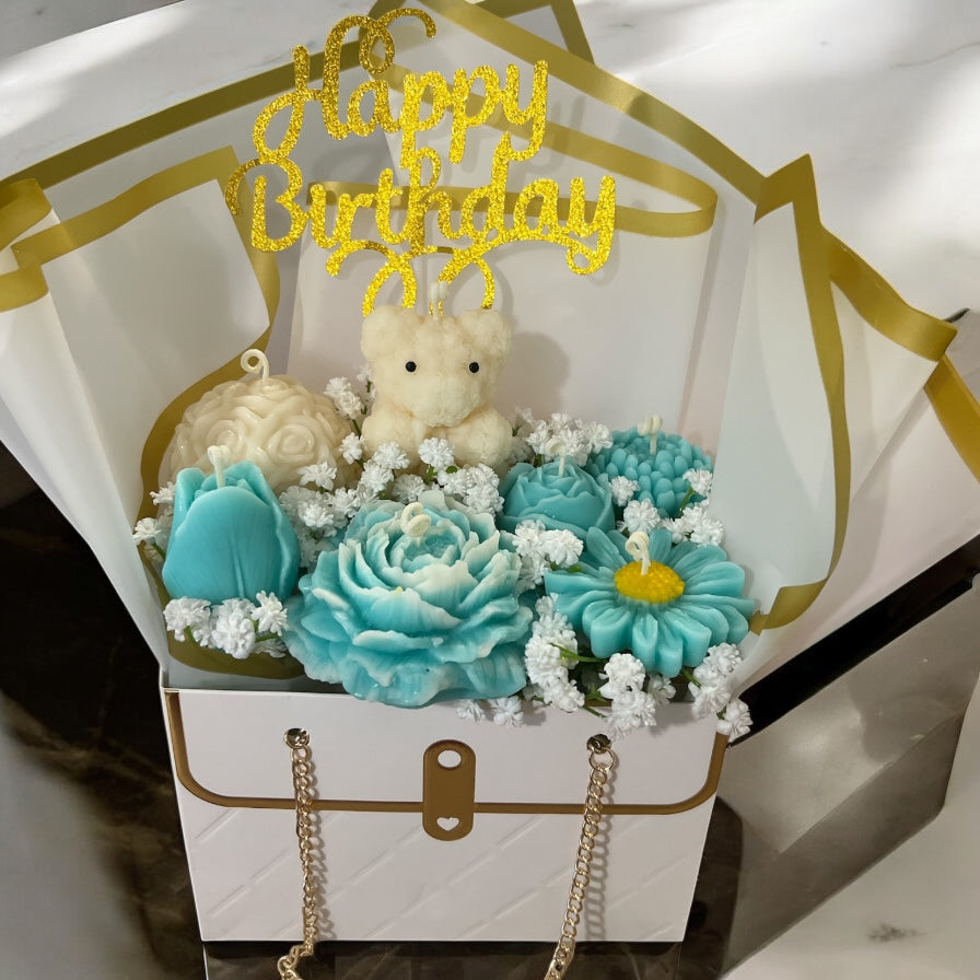 Blue Bliss – Anniversary Floral Candle Gift Box