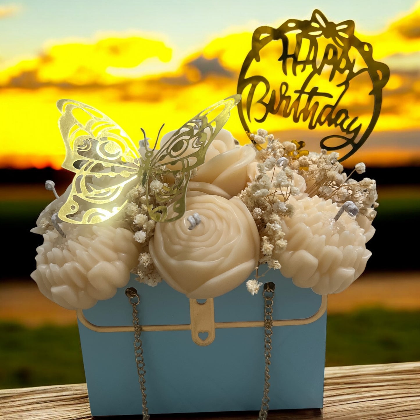 Golden Butterfly Candle Bloom