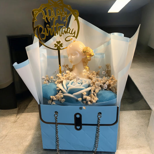 Blue Elegance – Handmade Floral Candle Gift Box