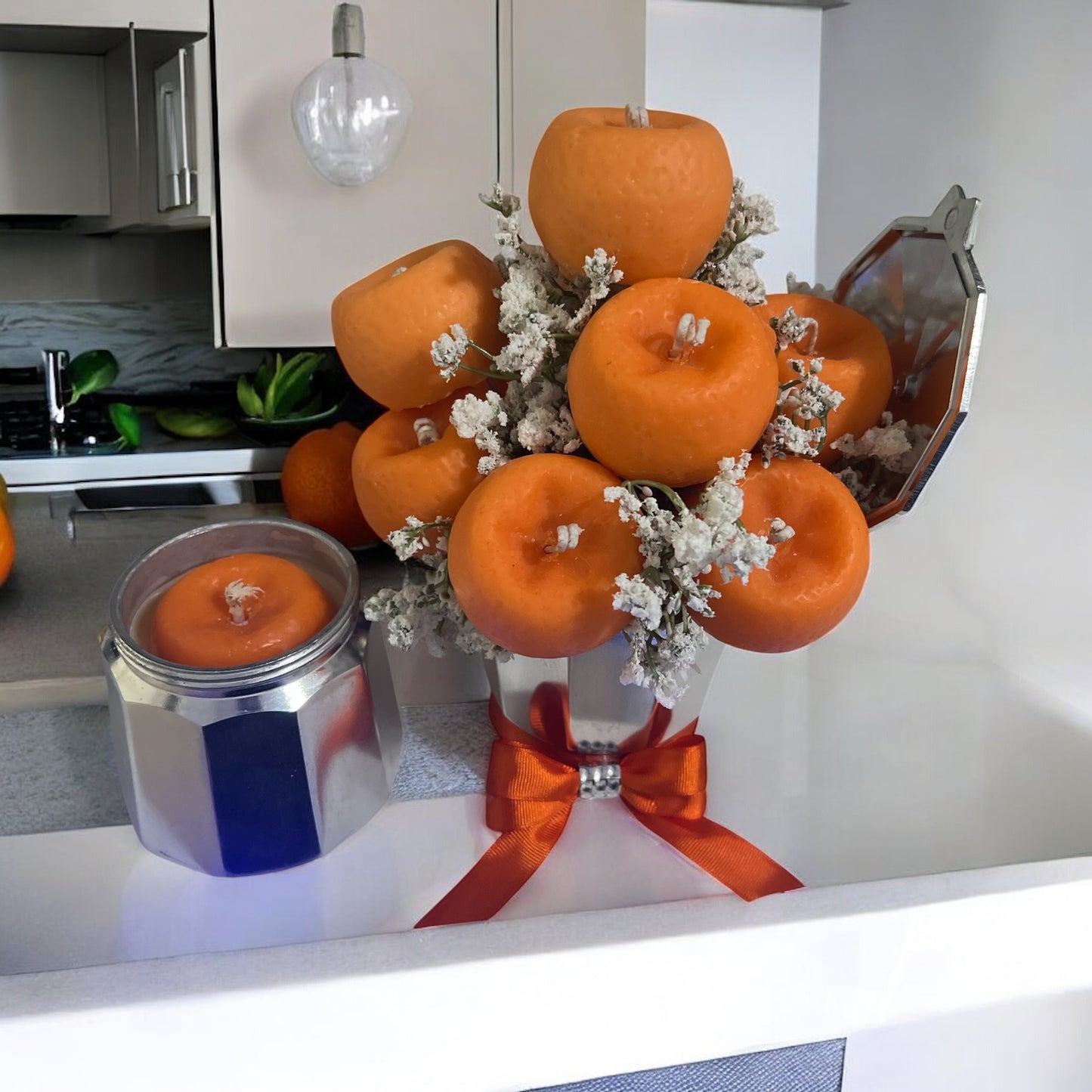 Fruit-Inspired Candle Arrangement – Handmade Decorative Centerpiece (10.5" Tall)