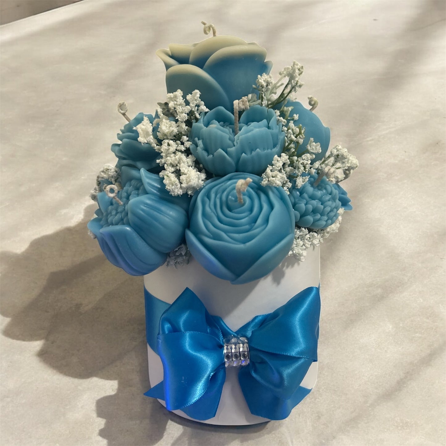Floral Candle Bouquet – Handmade Wax Flower Arrangement with Decorative Gift Box