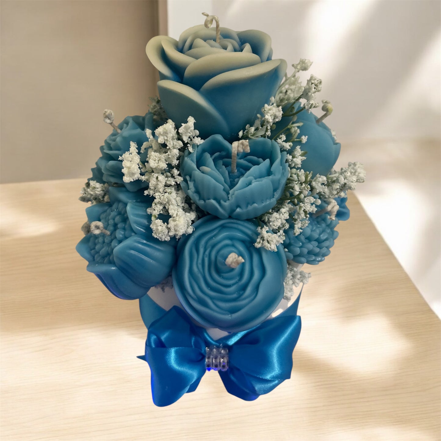 Floral Candle Bouquet – Handmade Wax Flower Arrangement with Decorative Gift Box