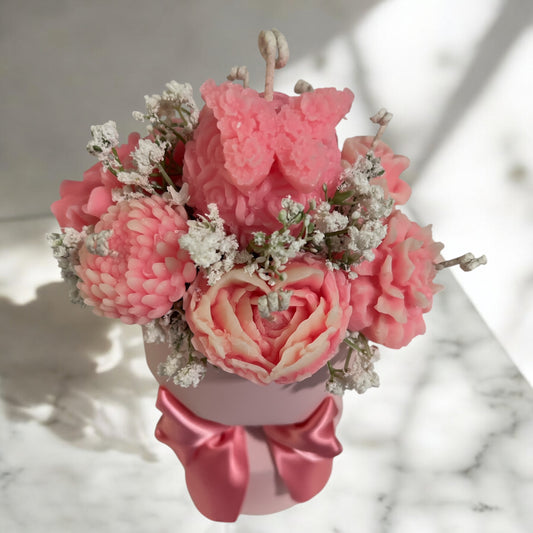 Blooming Garden Candle Bouquet – Handmade Wax Flower Arrangement in Gift Box