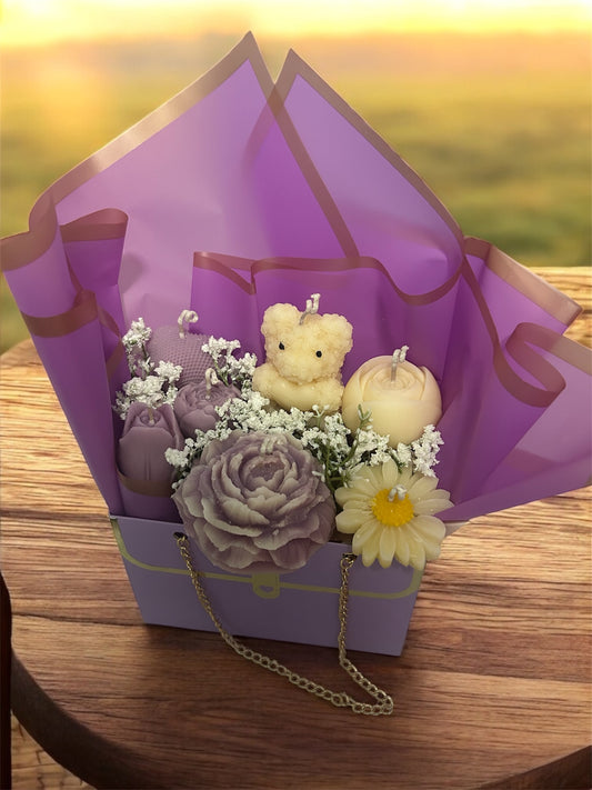 Artisan Candle Gift Box – Floral & Teddy Bear Wax Candles in Elegant Presentation