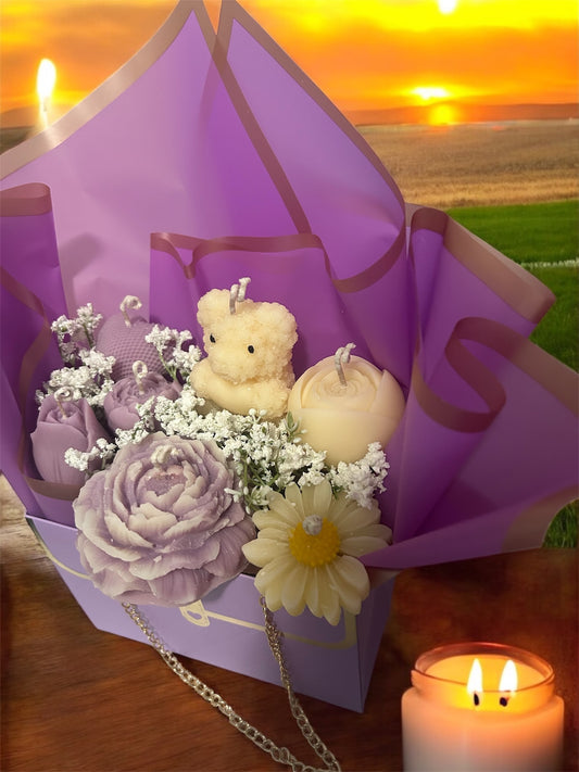 Artisan Candle Gift Box – Floral & Teddy Bear Wax Candles in Elegant Presentation