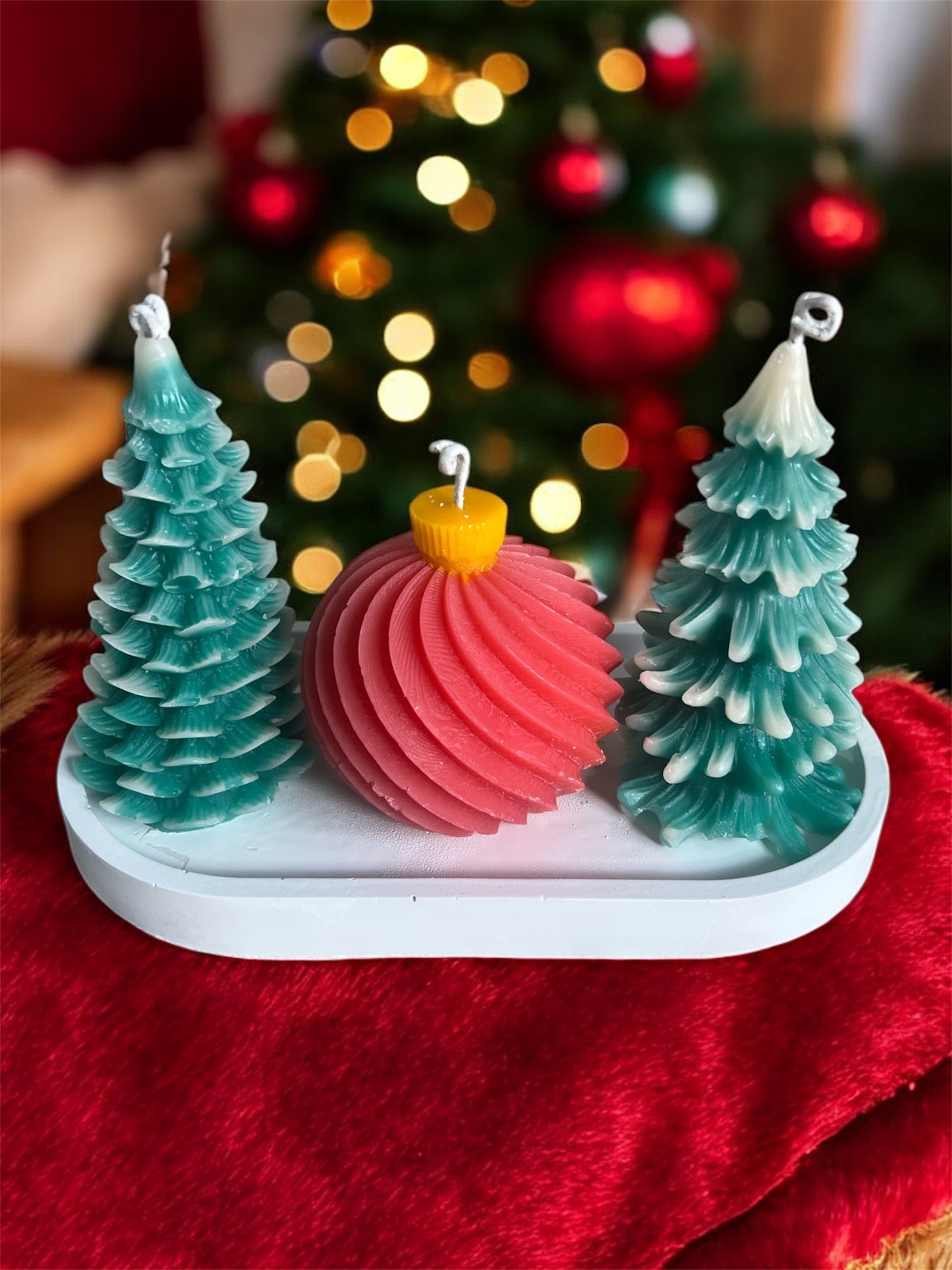 Christmas Candle Set – Handcrafted Holiday Trees & Festive Centerpieces