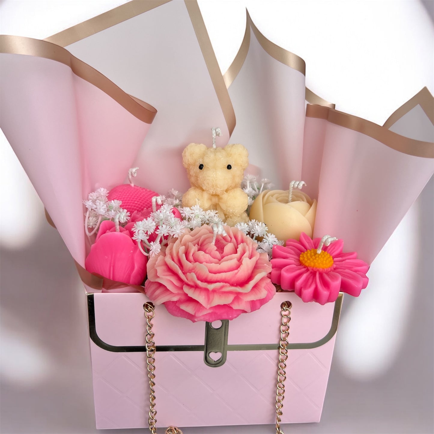 Pink Blush Romance Candle Bouquet Box