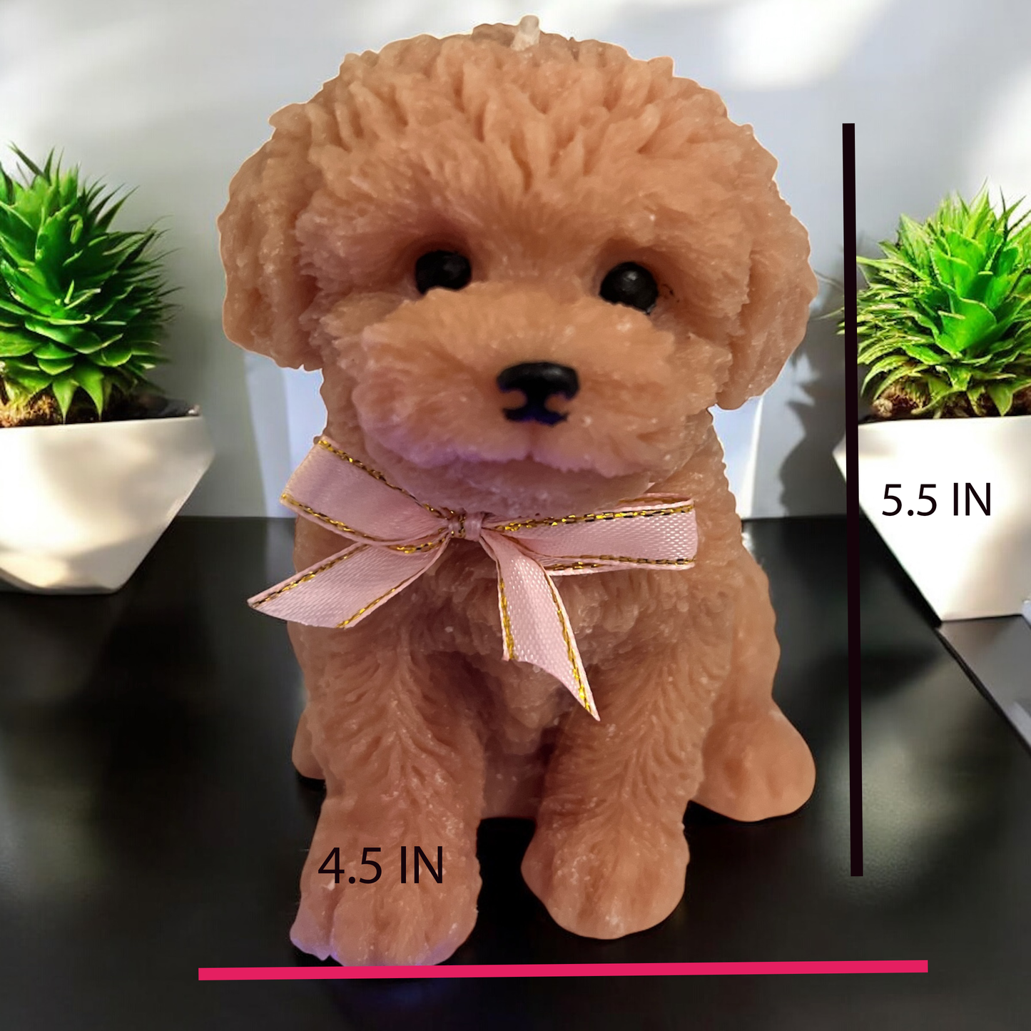 Handmade Dog-Shaped Decorative Candle – Light Brown, 5.5" x 4.5"