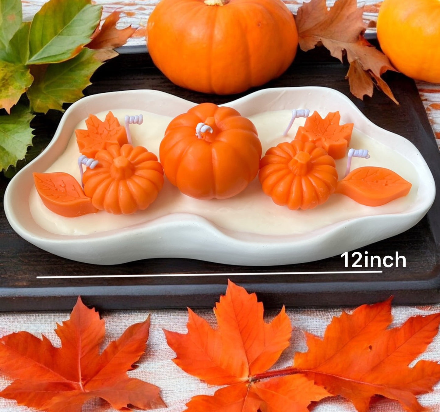 Pumpkin & Leaf Wax Candle Tray