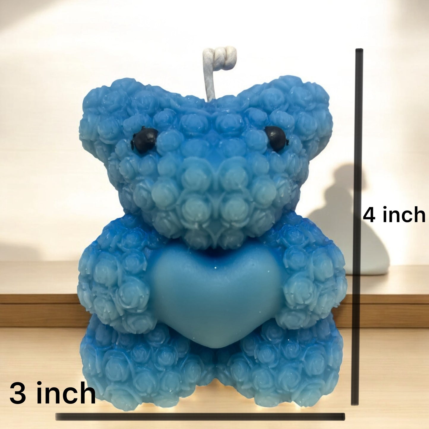 Blue Rose Teddy Candle Medium– 4"x3"
