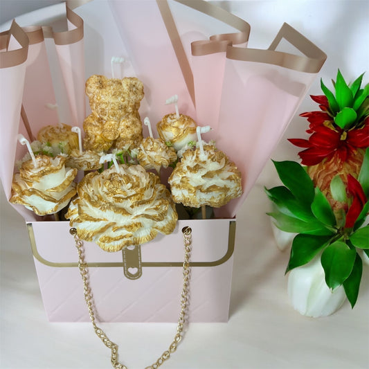 Blush & Gold Elegance – Sculpted Candle Gift Bag