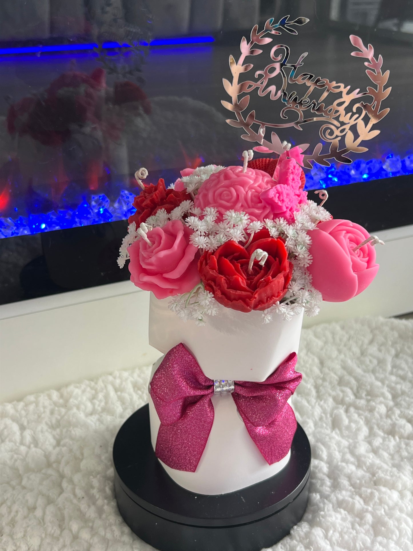 Handcrafted Floral Candle Arrangement – Elegant Rose Bouquet Design