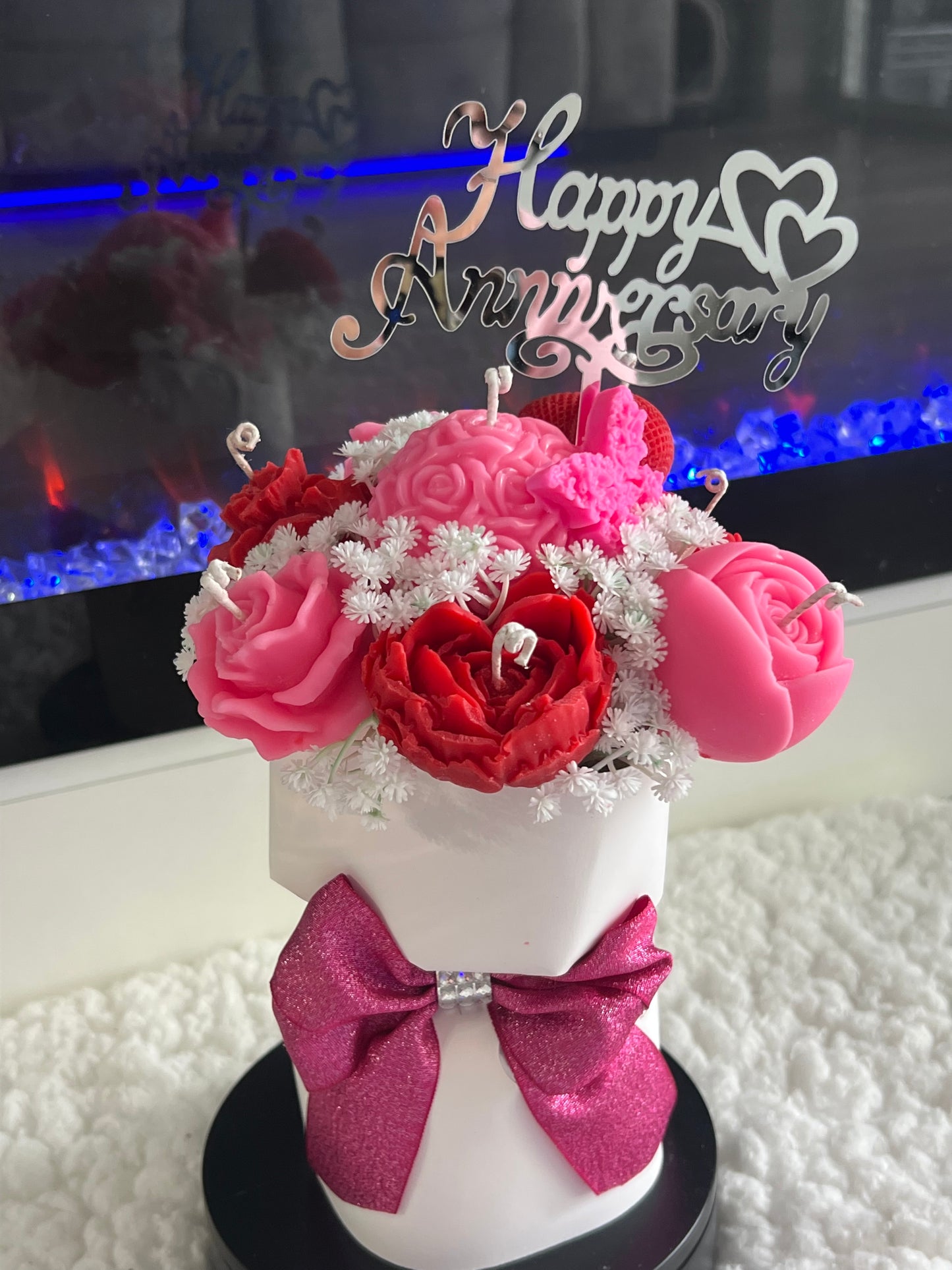 Handcrafted Floral Candle Arrangement – Elegant Rose Bouquet Design