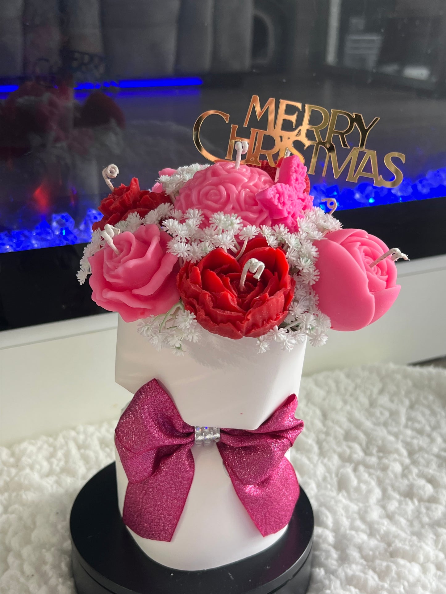 Handcrafted Floral Candle Arrangement – Elegant Rose Bouquet Design