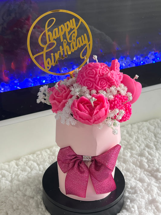 Blooming Garden Candle Bouquet – Handmade Wax Flower Arrangement in Gift Box