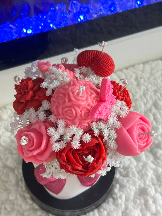 Handcrafted Floral Candle Arrangement – Elegant Rose Bouquet Design