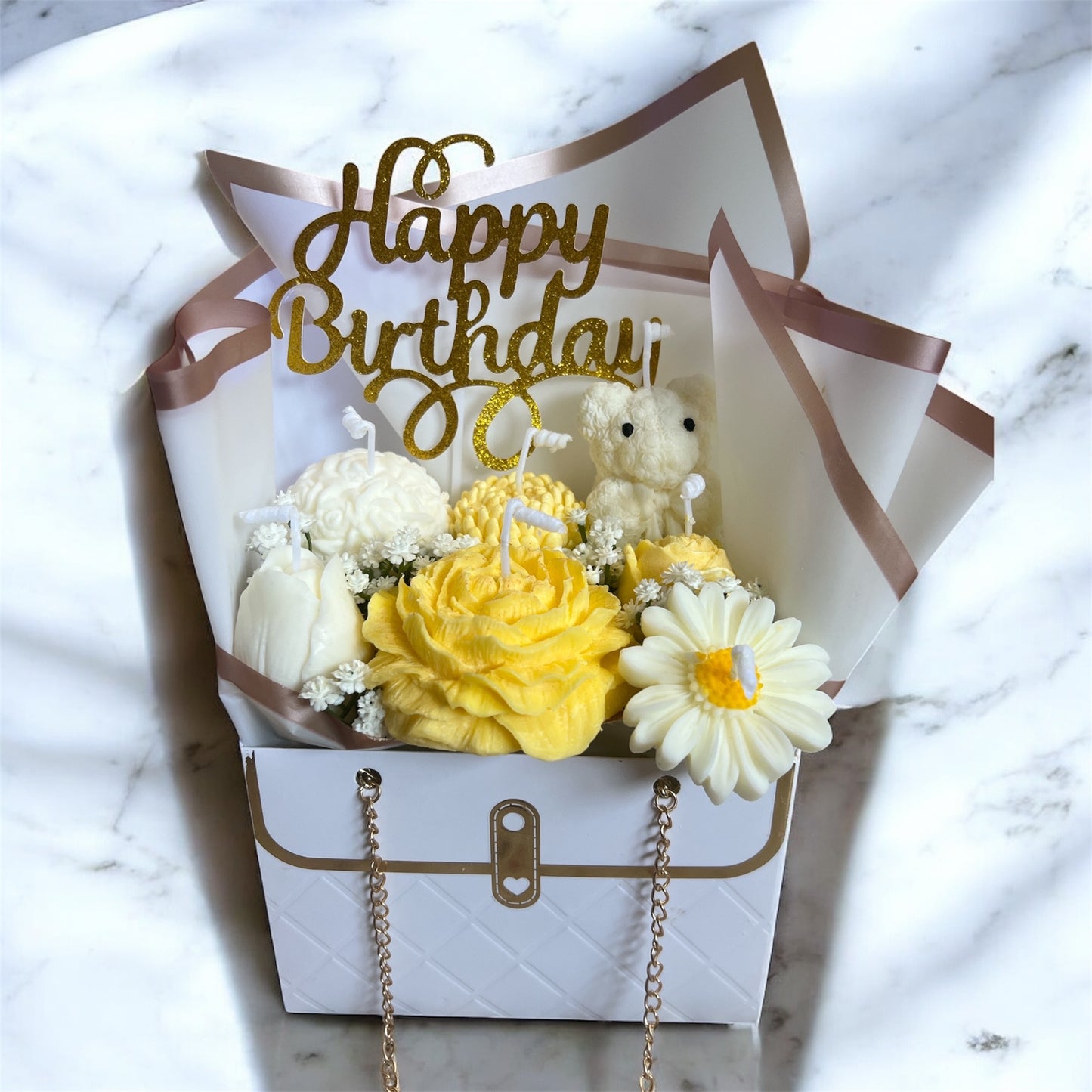 Golden Bloom – Sculpted Candle Gift Bag