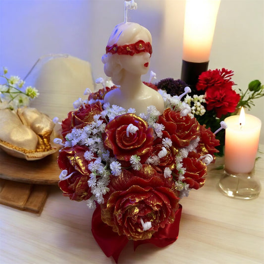 Lady in Red – Sculpted Floral Candle Arrangement