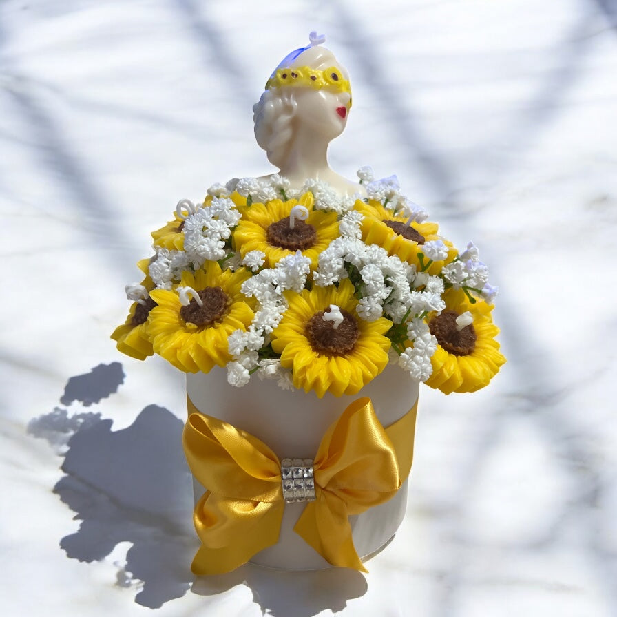 Sunflower Elegance Candle Bust Arrangement