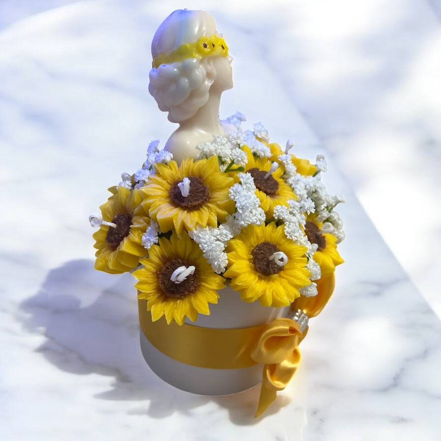 Sunflower Elegance Candle Bust Arrangement
