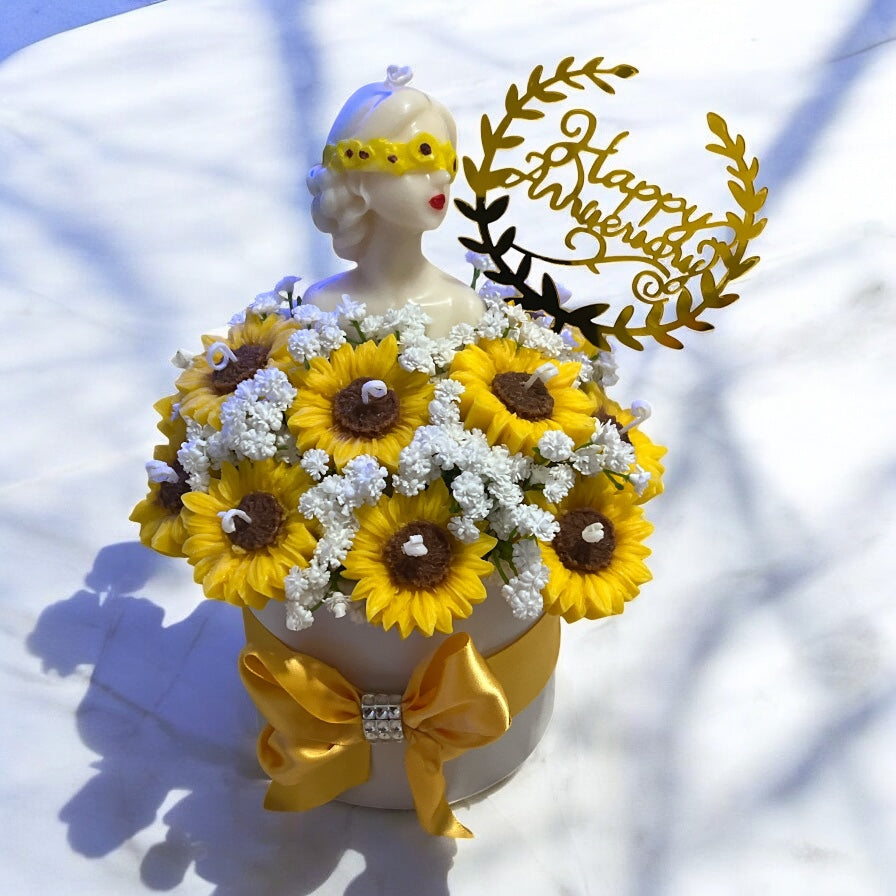 Sunflower Elegance Candle Bust Arrangement