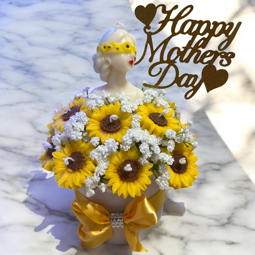 Sunflower Elegance Candle Bust Arrangement