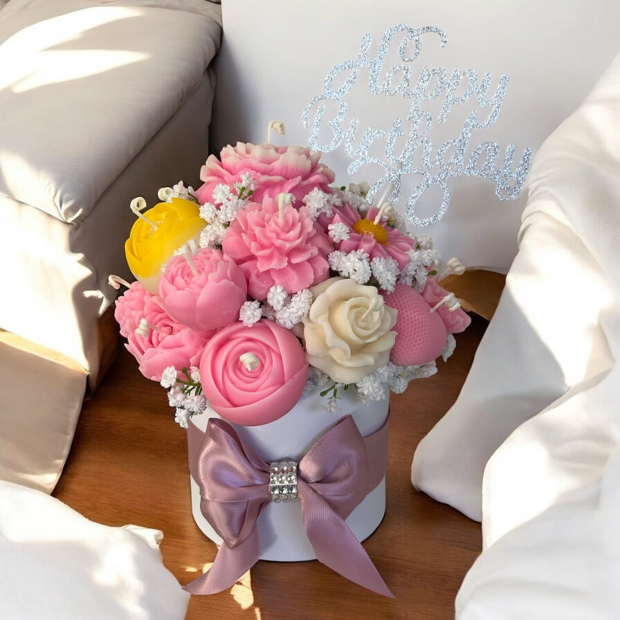 Garden Bloom Candle Bouquet Arrangement