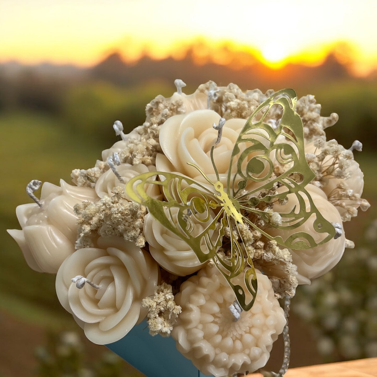 Golden Butterfly Candle Bloom