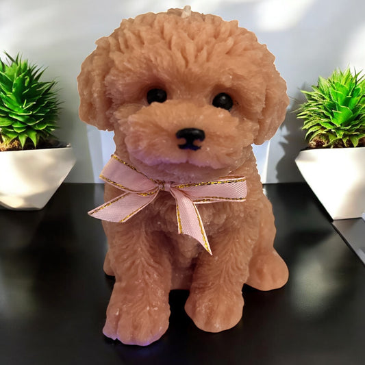 Handmade Dog-Shaped Decorative Candle – Light Brown, 5.5" x 4.5"