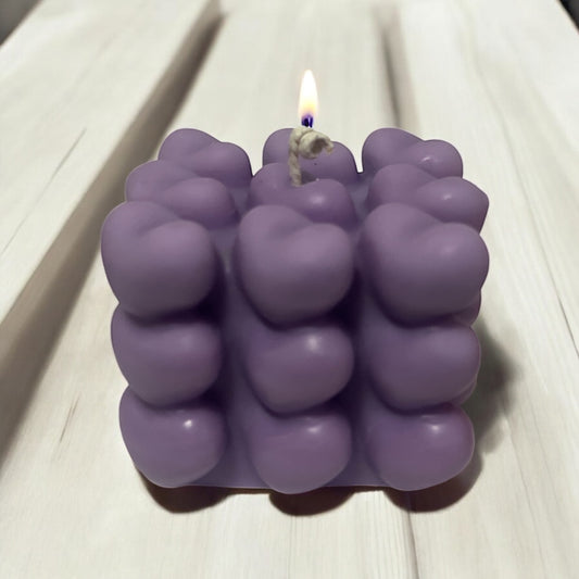 Heart Bubble Candle – Handmade Decorative Cube, Romantic Aesthetic