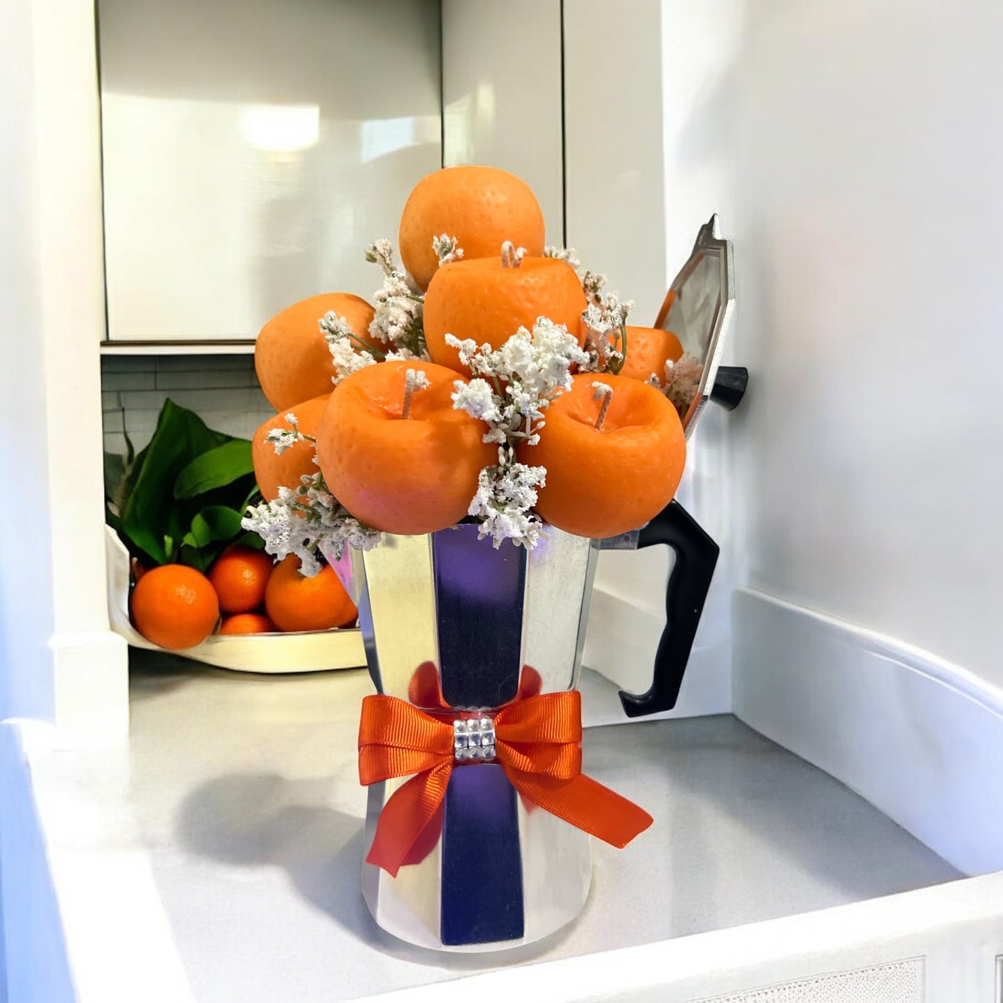 Fruit-Inspired Candle Arrangement – Handmade Decorative Centerpiece (10.5" Tall)