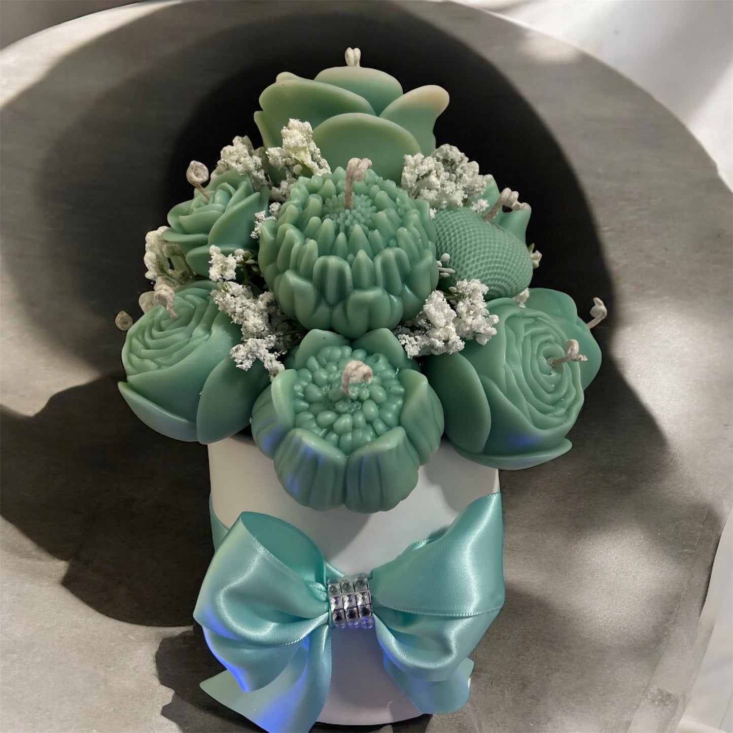 Handmade Wax Flower Bouquet – Decorative Candle Arrangement in Gift Box