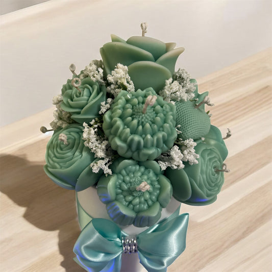 Handmade Wax Flower Bouquet – Decorative Candle Arrangement in Gift Box