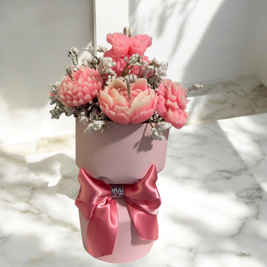 Blooming Garden Candle Bouquet – Handmade Wax Flower Arrangement in Gift Box
