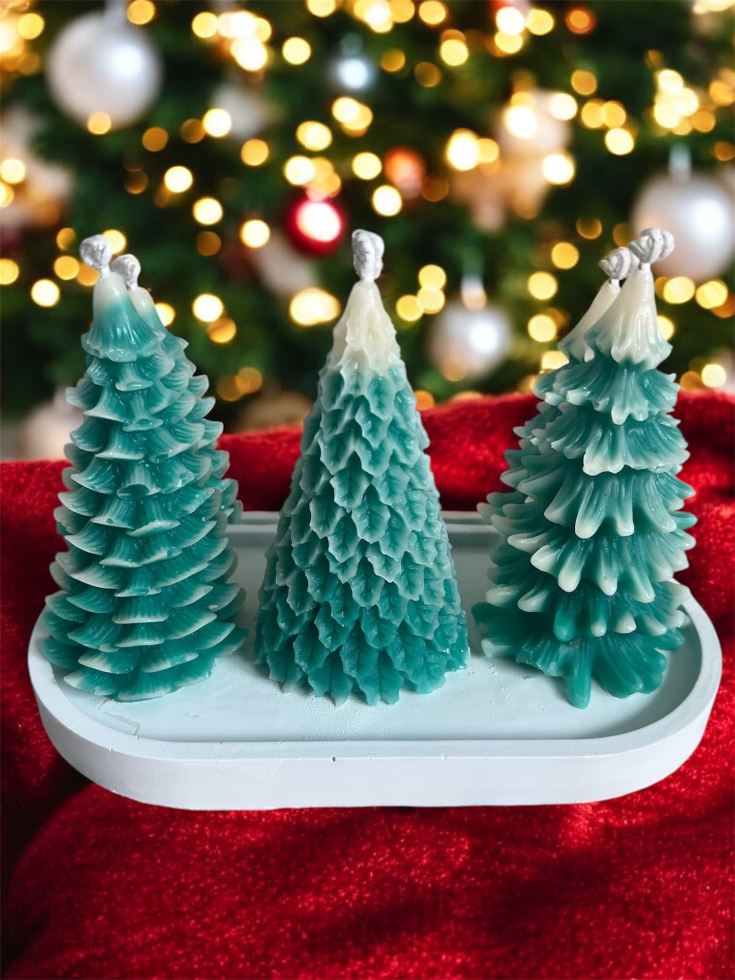 Christmas Candle Set – Handcrafted Holiday Trees & Festive Centerpieces