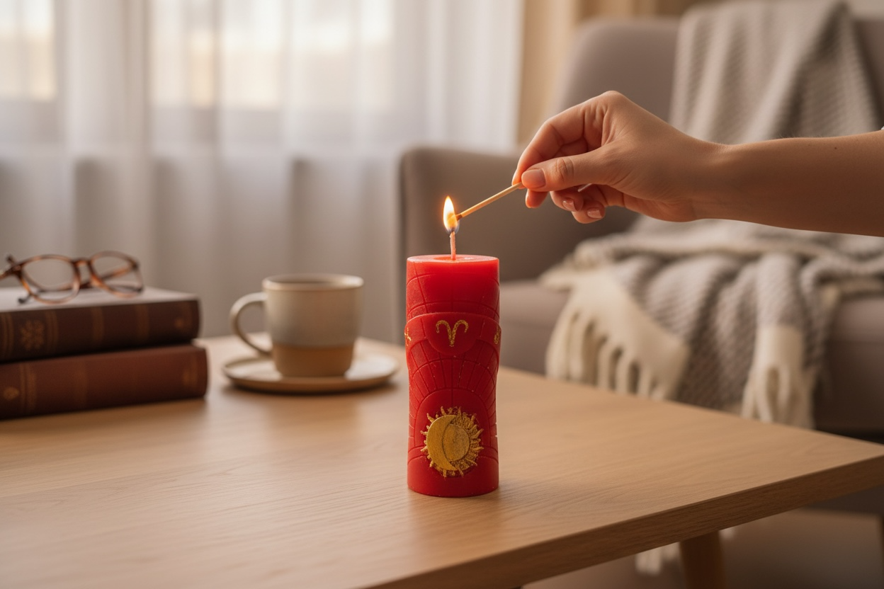 Celestial Aries Ritual Candle – Fire Energy, Passion & Confidence