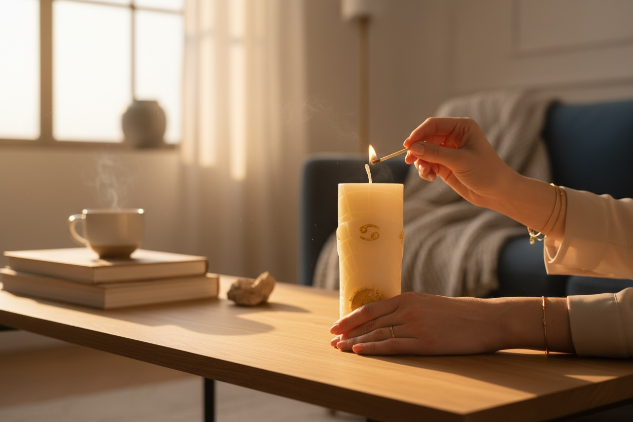 Celestial Cancer Ritual Candle – Comfort, Intuition & Emotional Warmth