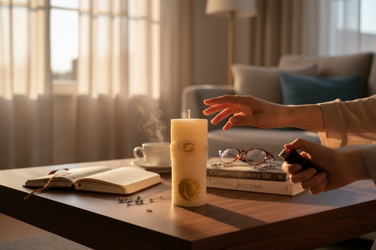 Celestial Cancer Ritual Candle – Comfort, Intuition & Emotional Warmth