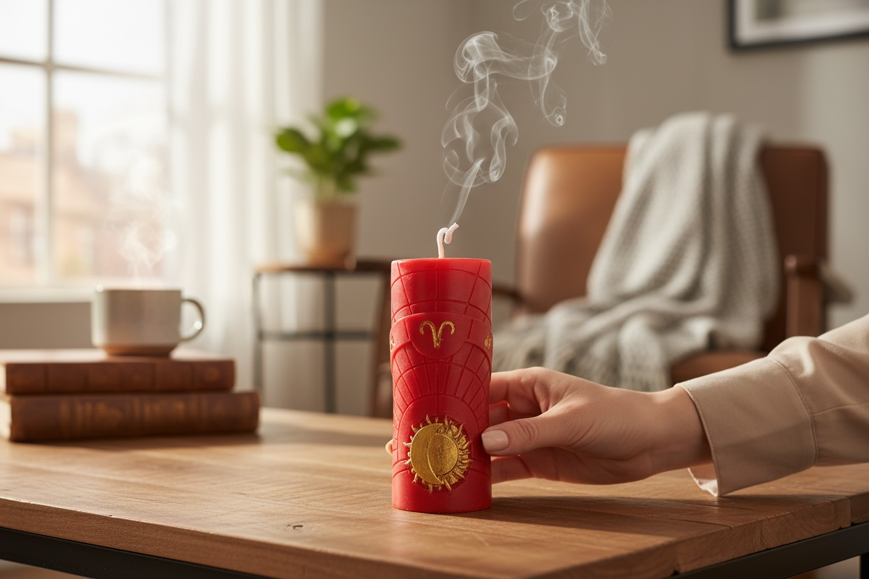 Celestial Aries Ritual Candle – Fire Energy, Passion & Confidence