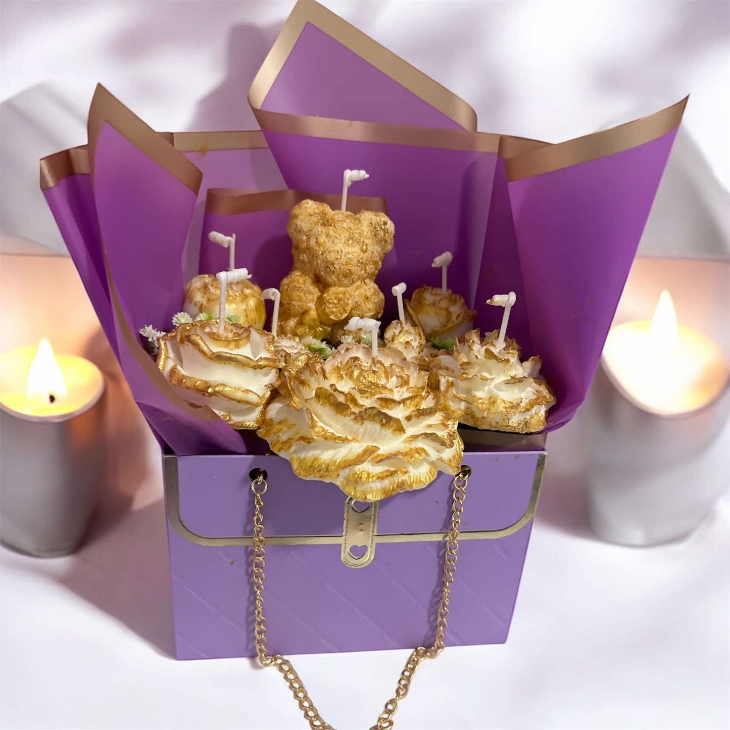 Royal Lavender & Gold – Sculpted Candle Gift Bag